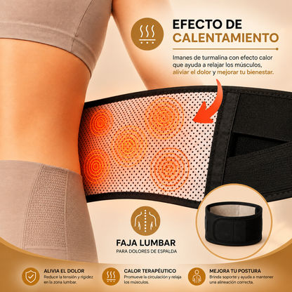 FAJA LUMBAR TÉRMICA - LUMBOCARE + PARCHES ALIVIO DEL DOLOR GRATIS
